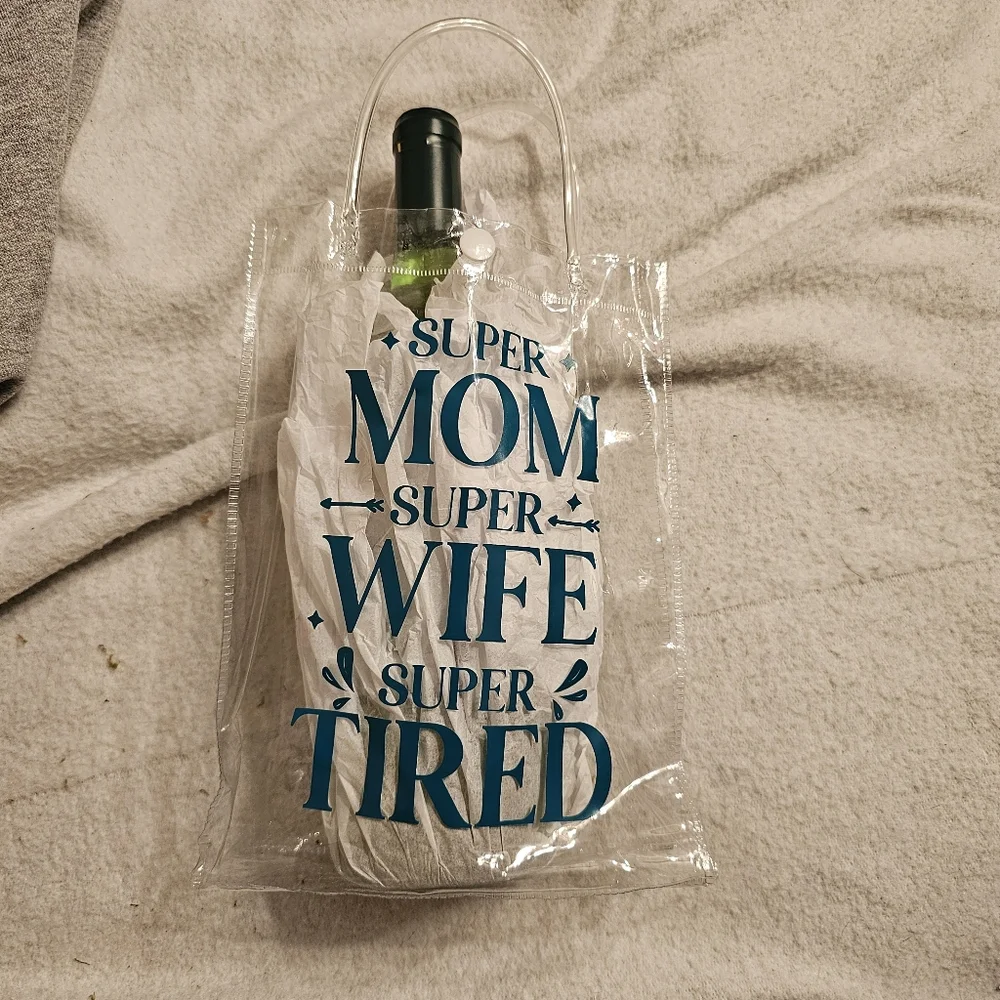 Handmade Beautiful Beacons Mom Themed Wine Gift Bag Clear